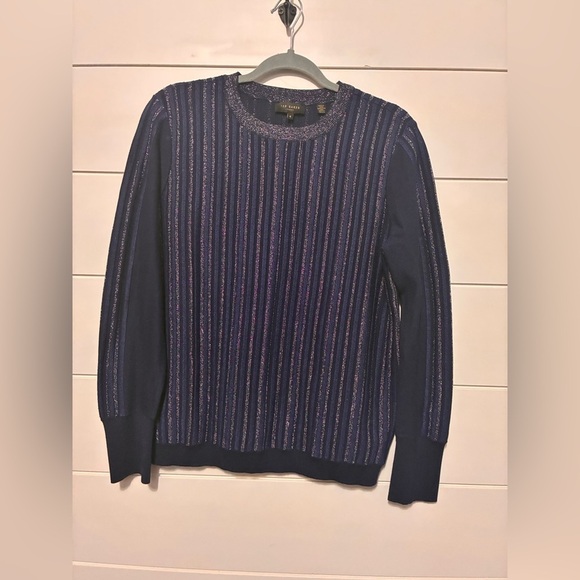 Ted Baker Women's Myree Pullover Metallic Striped Jumper Sweater Size 12 - Picture 3 of 7